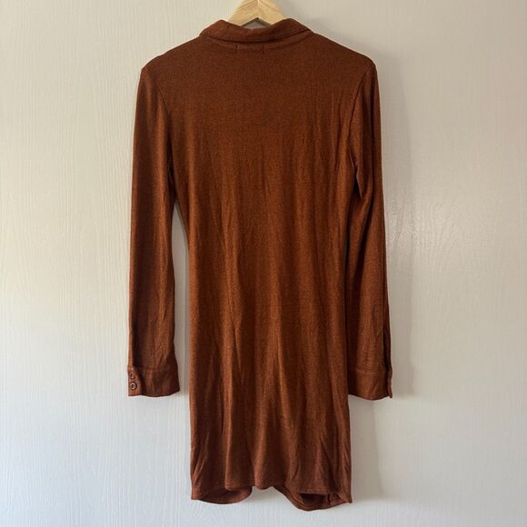 L*Space Womens Scarlett Dress Ruched Bodycon Mini Spice Bronze Shimmer Sz Medium - Picture 6 of 7